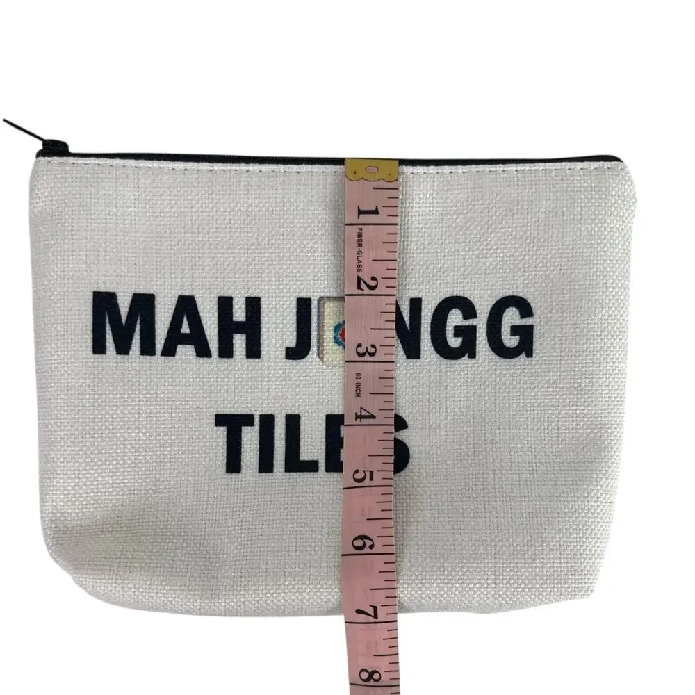 Mah Jongg Tiles Canvas Zipper Pouch Cosmetic Bag Mahjong Gift 9.5x7 NEW